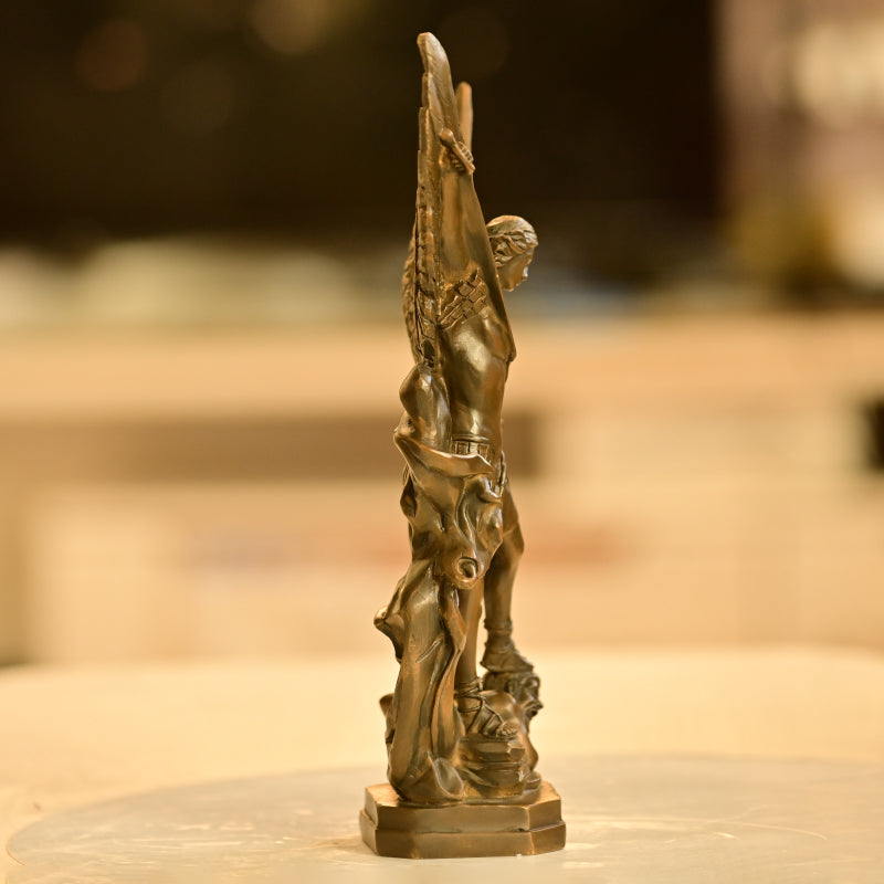 Saint Michael the Archangel Brass Statue Defeating Evil