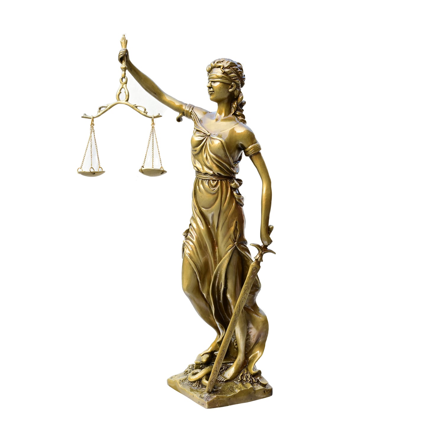 Blindfolded Lady Justice with Scales and Sword