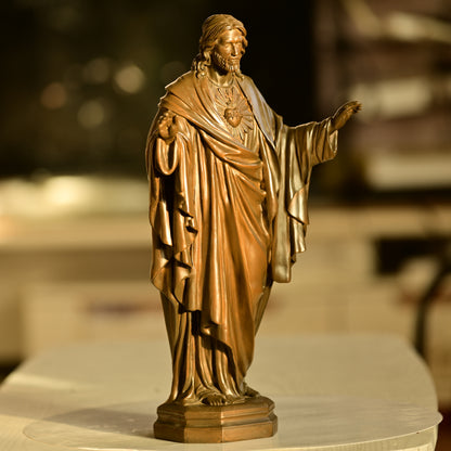 Sacred Heart of Jesus Brass Statue in Divine Compassion and Grace