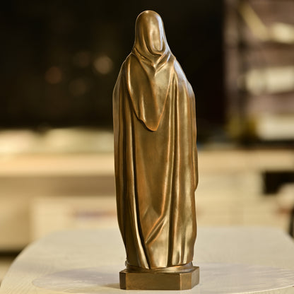 Blessed Virgin Mary Brass Statue in Prayerful Devotion and Grace