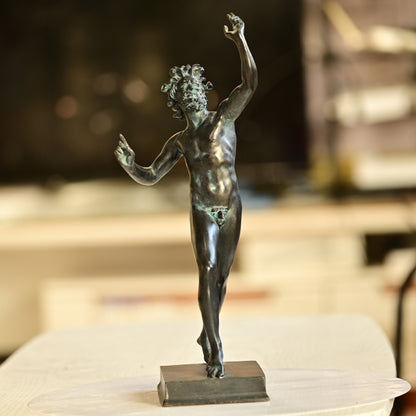 Dancing Faun Brass Statue of Classical Joy and Movement