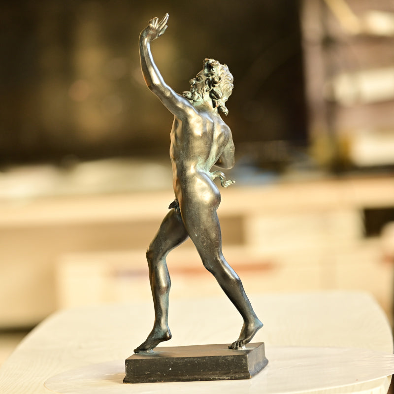 Dancing Faun Brass Statue of Classical Joy and Movement