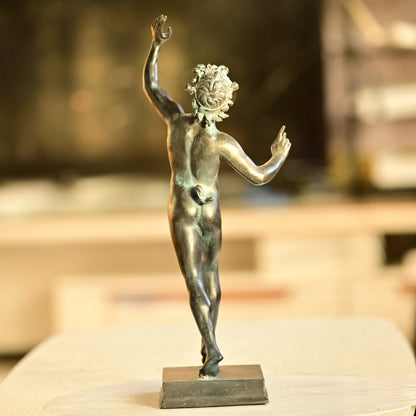 Dancing Faun Brass Statue of Classical Joy and Movement