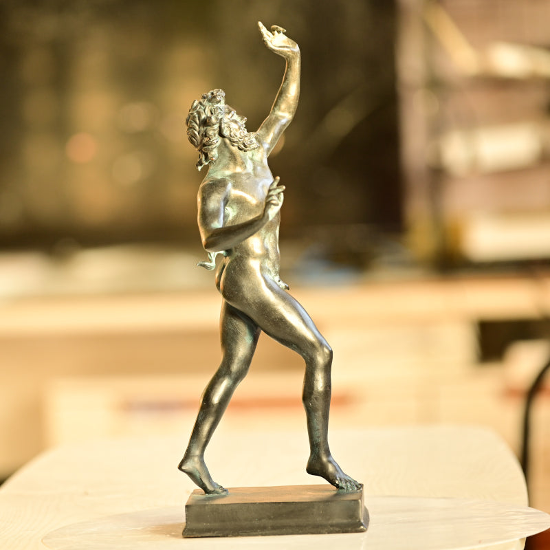 Dancing Faun Brass Statue of Classical Joy and Movement