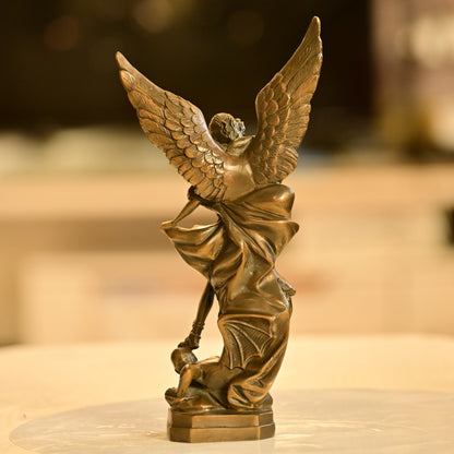 Saint Michael the Archangel Brass Statue Defeating Evil