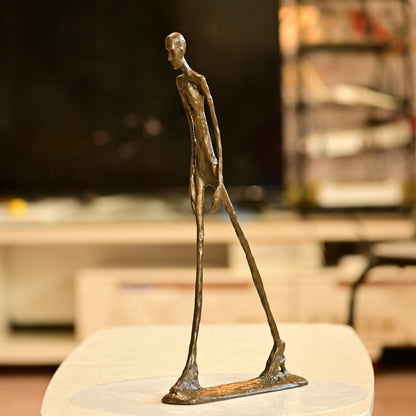 The Walking Man Brass Sculpture in Giacometti Style